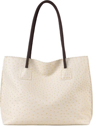 Milan Chiva Tote Bag for Women with Zipper Large Ostrich Vegan Leather Shoulder Purses and Handbags in Saudi Arabia
