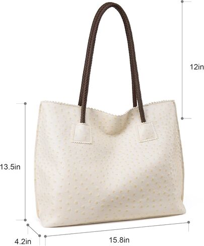Milan Chiva Tote Bag for Women with Zipper Large Ostrich Vegan Leather Shoulder Purses and Handbags in Saudi Arabia