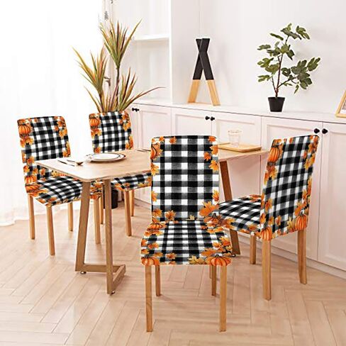 أغطية كراسي لكراسي الطعام مجموعة من 4 أغطية كرسي بوهو عرقية جنوب غرب برتقالي أزرق قابل للغسل من ألياف لدنة للمطبخ بارسونز واقي مقعد قابل للإزالة للمنزل أو الحفلات in Kuwait
