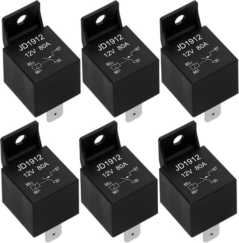 2 Pack JD1912 Relay Car Relay ، 12V 80a ، 4 pin spst ، مفاتيح السيارات والمبتدئين ، ترحيل ماء لدراجة نارية لجرار القوارب (2) in Kuwait