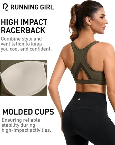 RUNNING GIRL Sports Bras for Women High Support Moulded Cup High Impact Sports Bras Racerback Workout Running Yoga Bra in Kuwait