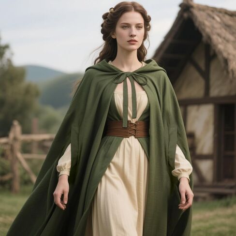 L'VOW Arm Holes Renaissance Cloak with Hood Medieval Women Hooded Cape for Halloween Cosplay in Saudi Arabia