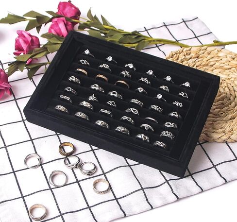 Ring Holder Display Tray Jewelry Organizer تقف لشراء أقراط بيع الحلقات (أسود) in Kuwait