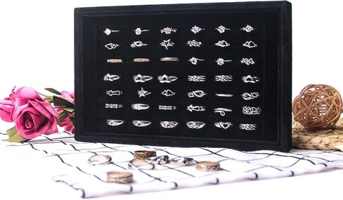 Ring Holder Display Tray Jewelry Organizer تقف لشراء أقراط بيع الحلقات (أسود) in Kuwait