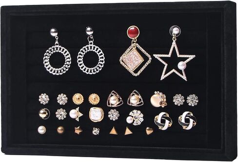 Ring Holder Display Tray Jewelry Organizer تقف لشراء أقراط بيع الحلقات (أسود) in Kuwait