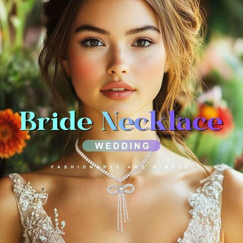 Jeairts jeirts bow bow jewelry مجموعة قلادة القوس البراقة والأقراط مجموعات المجوهرات كرستال بروميد للنساء in Kuwait