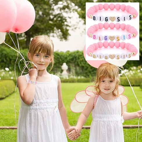 Taouzi 3Pcs Big Sister Gift for Sister Big Sister Bracelet Handmade Colorful Clay Beads Bracelets Big Sister Announcement Sister Jewelry Big Sister Birthday Gifts for Sister in Saudi Arabia