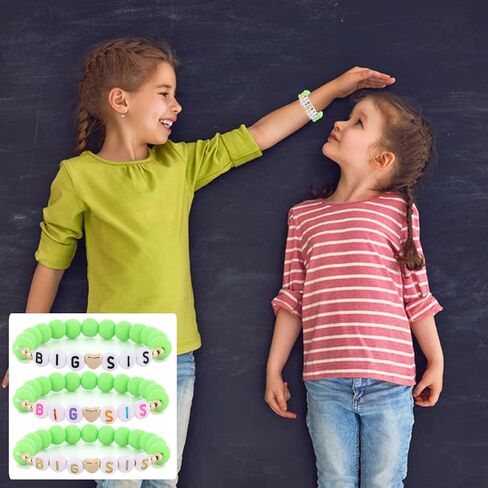 Taouzi 3Pcs Big Sister Gift for Sister Big Sister Bracelet Handmade Colorful Clay Beads Bracelets Big Sister Announcement Sister Jewelry Big Sister Birthday Gifts for Sister in Saudi Arabia