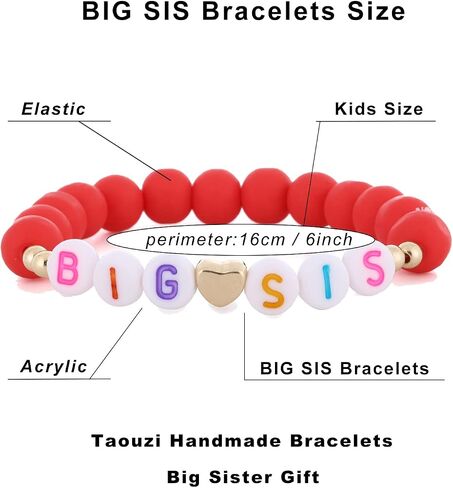 Taouzi 3Pcs Big Sister Gift for Sister Big Sister Bracelet Handmade Colorful Clay Beads Bracelets Big Sister Announcement Sister Jewelry Big Sister Birthday Gifts for Sister in Saudi Arabia