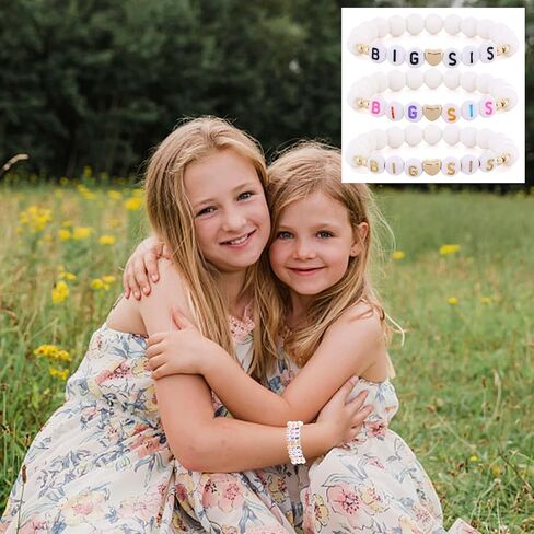 Taouzi 3Pcs Big Sister Gift for Sister Big Sister Bracelet Handmade Colorful Clay Beads Bracelets Big Sister Announcement Sister Jewelry Big Sister Birthday Gifts for Sister in Saudi Arabia