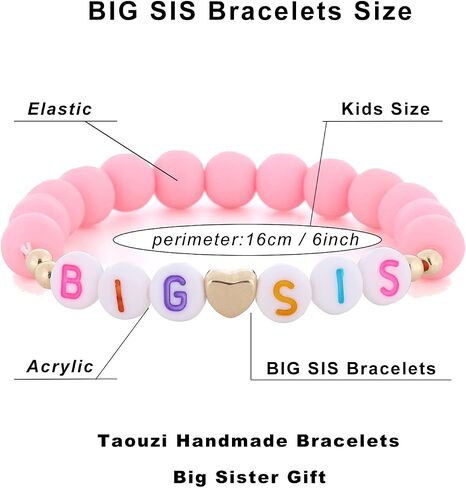 Taouzi 3Pcs Big Sister Gift for Sister Big Sister Bracelet Handmade Colorful Clay Beads Bracelets Big Sister Announcement Sister Jewelry Big Sister Birthday Gifts for Sister in Saudi Arabia