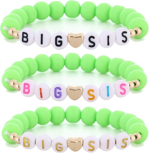 Taouzi 3Pcs Big Sister Gift for Sister Big Sister Bracelet Handmade Colorful Clay Beads Bracelets Big Sister Announcement Sister Jewelry Big Sister Birthday Gifts for Sister in Saudi Arabia