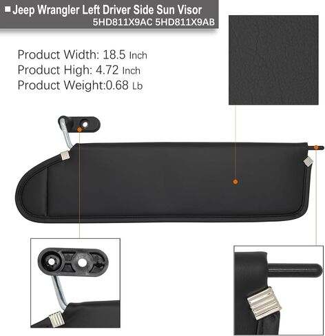 NHILES DRIVER & PASSENGER SINE SUN VITS FITS لـ JEEP WRANGLER 2003 2004 2005 2006 استبدال Sun Shade # 5HD811X9AC 5HD801X9AC (أسود) in Kuwait