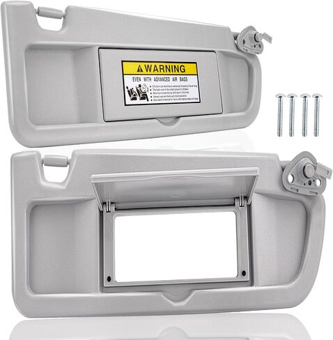 Left and Right Sun Visor Compatible with Honda Civic 2006-2011, Replaces 83280-SNA-A01ZC, 83230-SNA-A01ZC, Gray with Mirror, Exact Fit Driver and Passenger Side (EX, LX, Sedan, Coupe) in Saudi Arabia