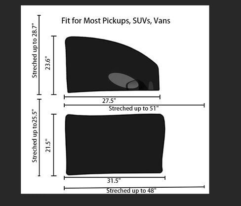 [2025] XL Truck Car Window Screens Shades for Large SUV Pickup 4 Pcs Car Bug Mosquito Net Camping Protector Elastic Mesh Netting Front Rear Side Window Kids Babies(Extra Large) in Kuwait