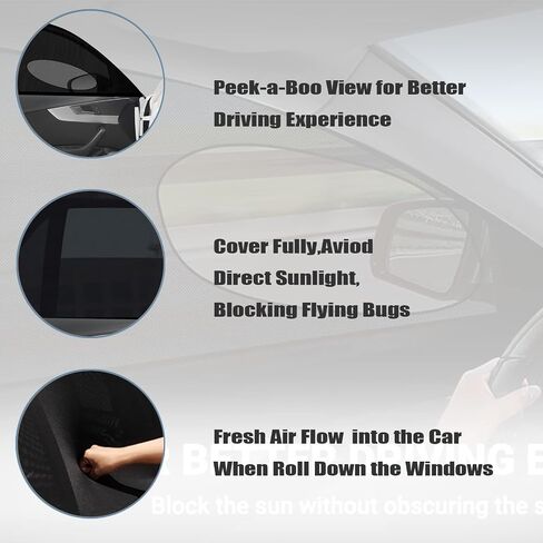 [2025] XL Truck Car Window Screens Shades for Large SUV Pickup 4 Pcs Car Bug Mosquito Net Camping Protector Elastic Mesh Netting Front Rear Side Window Kids Babies(Extra Large) in Kuwait