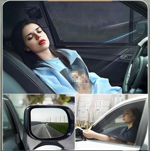 [2025] XL Truck Car Window Screens Shades for Large SUV Pickup 4 Pcs Car Bug Mosquito Net Camping Protector Elastic Mesh Netting Front Rear Side Window Kids Babies(Extra Large) in Kuwait