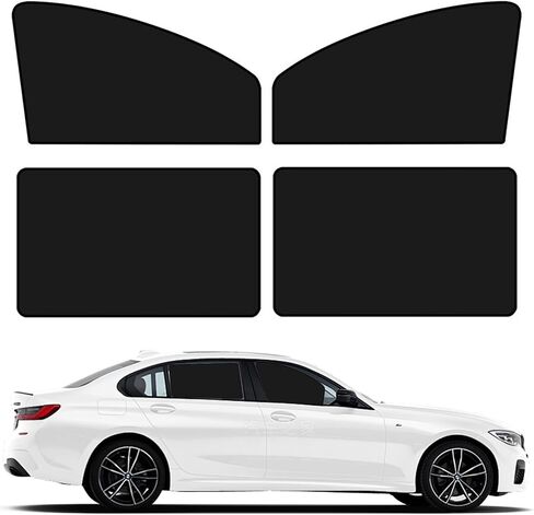 4 PCS Car Side Window Sunshade, Sun Protection Breathable Privacy Protection Window Shade, Absorbent Mount Car Accessories, Universal Fit for Most Cars (Black) in Kuwait