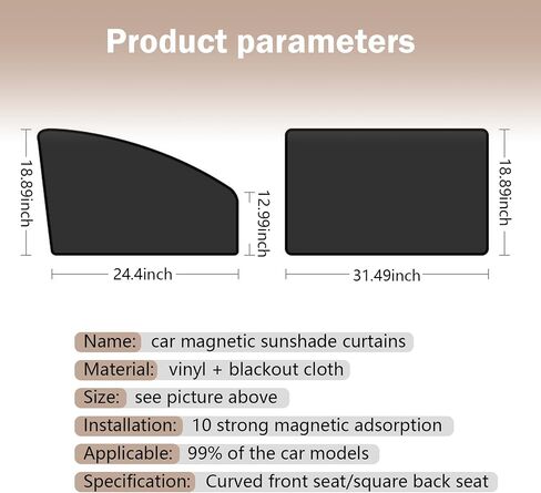 4 PCS Car Side Window Sunshade, Sun Protection Breathable Privacy Protection Window Shade, Absorbent Mount Car Accessories, Universal Fit for Most Cars (Black) in Kuwait