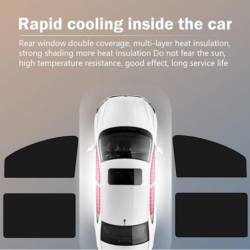 4 PCS Car Side Window Sunshade, Sun Protection Breathable Privacy Protection Window Shade, Absorbent Mount Car Accessories, Universal Fit for Most Cars (Black) in Kuwait