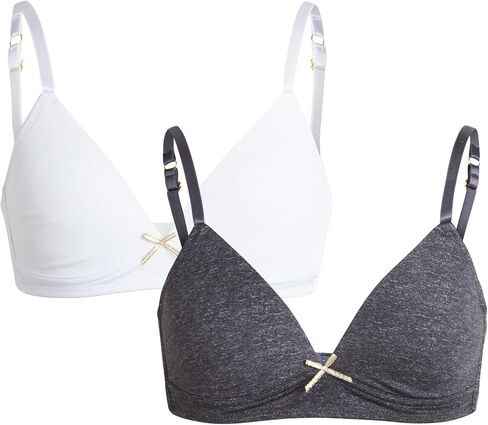 Nicole Miller Girls Training Bras - 2 Pack Molded Microfiber A-Cup Bra, Adjustable Straps - No Wire Bra for Girls (30A-36A) in Kuwait