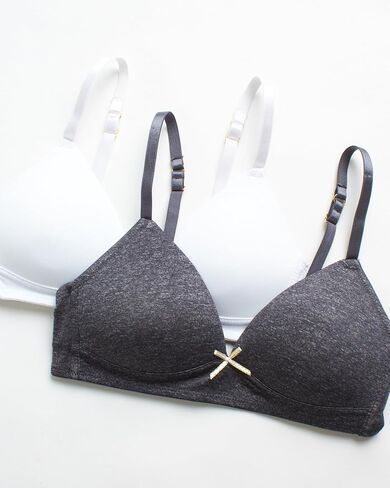 Nicole Miller Girls Training Bras - 2 Pack Molded Microfiber A-Cup Bra, Adjustable Straps - No Wire Bra for Girls (30A-36A) in Kuwait