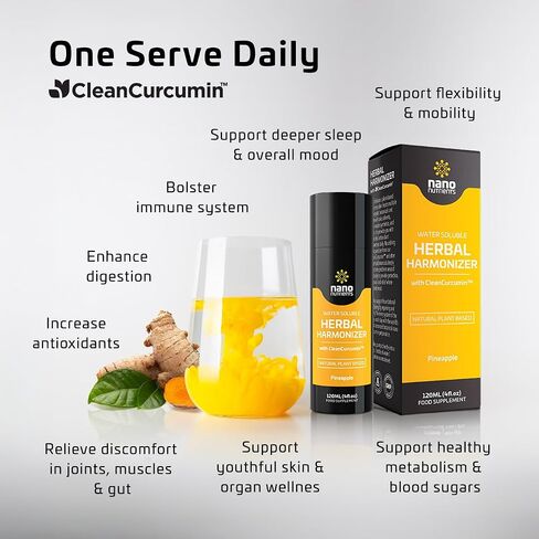 Herbal Harmonizer with CleanCurcumin(TM) - Multi Botanical Antioxidants Supplement - Water Soluble - Nano Curcumin - Holistic Wellness Defender - Healthy Drink Mix (4 fl.oz, Apple and Blueberry) in Saudi Arabia