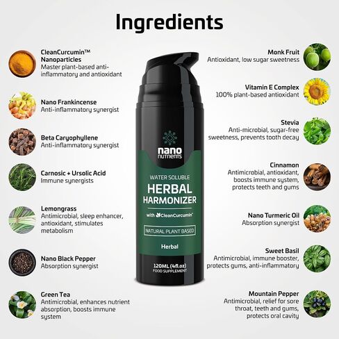 Herbal Harmonizer with CleanCurcumin(TM) - Multi Botanical Antioxidants Supplement - Water Soluble - Nano Curcumin - Holistic Wellness Defender - Healthy Drink Mix (4 fl.oz, Apple and Blueberry) in Saudi Arabia