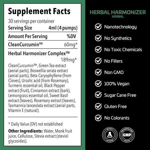 Herbal Harmonizer with CleanCurcumin(TM) - Multi Botanical Antioxidants Supplement - Water Soluble - Nano Curcumin - Holistic Wellness Defender - Healthy Drink Mix (4 fl.oz, Apple and Blueberry) in Saudi Arabia