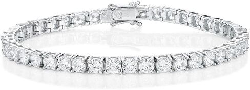 Womens Tennis Bracelet, Solid 925 Sterling Silver Bracelet for Women with 4mm AAA White Cubic Zirconia Stones, Ladies Eternity Bracelets, Silver Jewelry Gift for Women in Kuwait