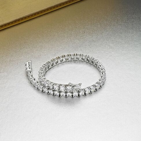 Womens Tennis Bracelet, Solid 925 Sterling Silver Bracelet for Women with 4mm AAA White Cubic Zirconia Stones, Ladies Eternity Bracelets, Silver Jewelry Gift for Women in Kuwait