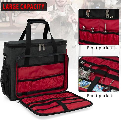 Bartender Kit Travel Bag for Cocktail Shaker Set, Portable Carrying Bag With Compartments for Wine Bottles, for Travel Home Indoor Outdoor Party (Without Tools) in Saudi Arabia
