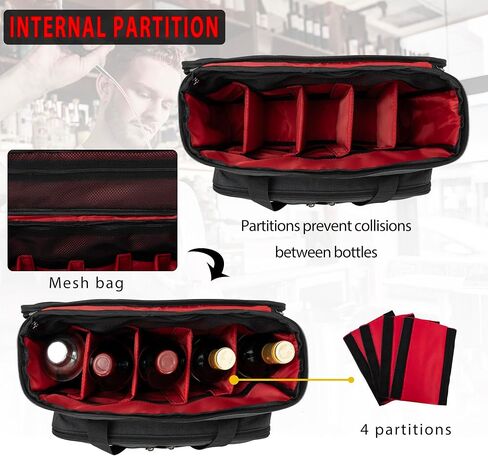 Bartender Kit Travel Bag for Cocktail Shaker Set, Portable Carrying Bag With Compartments for Wine Bottles, for Travel Home Indoor Outdoor Party (Without Tools) in Saudi Arabia
