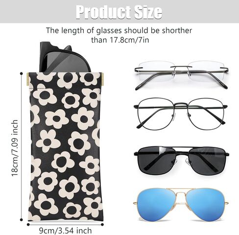 Sightor Sunglass Case, 2 PCS Soft Glasses Pouch Cute Sunglasses Organizer Portable Squeeze Top Leather Eyeglass Case in Saudi Arabia