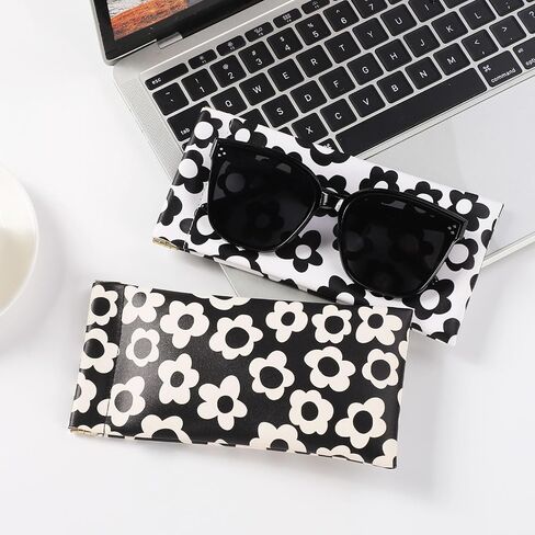 Sightor Sunglass Case, 2 PCS Soft Glasses Pouch Cute Sunglasses Organizer Portable Squeeze Top Leather Eyeglass Case in Saudi Arabia