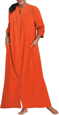 AmeriMark Women Full-Length Snap Front Terrycloth Long Bathrobe – Loose Absorbent Full-Coverage Plush Long Ankle Bath Robe in Kuwait