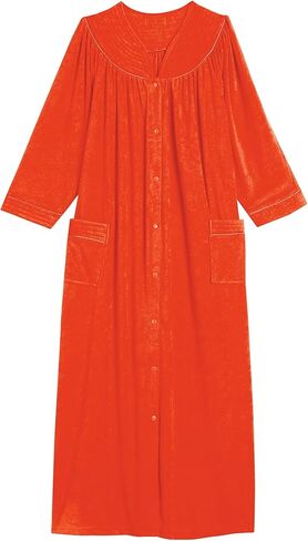 AmeriMark Women Full-Length Snap Front Terrycloth Long Bathrobe – Loose Absorbent Full-Coverage Plush Long Ankle Bath Robe in Kuwait