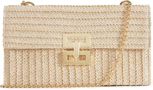 Huralona Women Straw Woven Clutch Purse Pleated Handbag for Summer Beach Vacation Straw Shoulder Crossbody Bag in Saudi Arabia