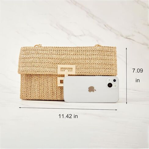 Huralona Women Straw Woven Clutch Purse Pleated Handbag for Summer Beach Vacation Straw Shoulder Crossbody Bag in Saudi Arabia