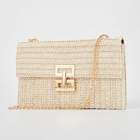 Huralona Women Straw Woven Clutch Purse Pleated Handbag for Summer Beach Vacation Straw Shoulder Crossbody Bag in Saudi Arabia
