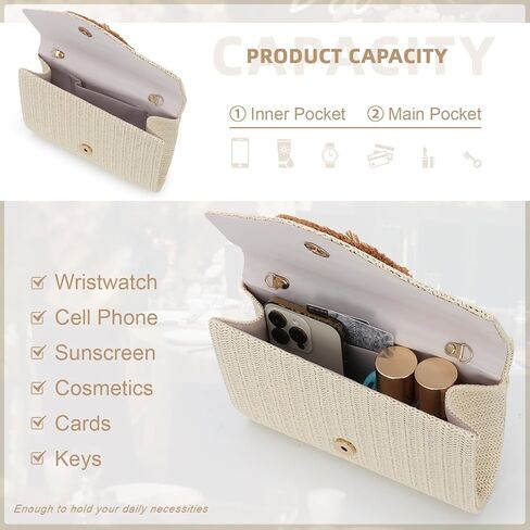 GOKTOW Straw Clutch Purse Rattan Summer Woven Beach Handbags for Women Wedding Vacation Travel Party 2025 in Kuwait