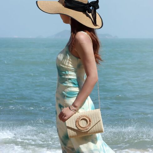 GOKTOW Straw Clutch Purse Rattan Summer Woven Beach Handbags for Women Wedding Vacation Travel Party 2025 in Kuwait