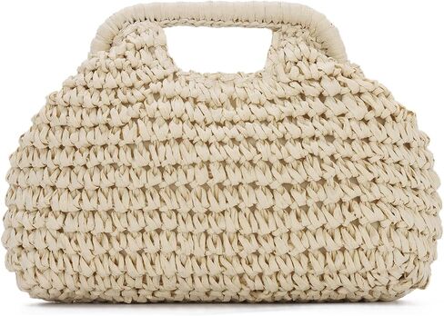 KUANG! Straw Dumpling Clutch Purse Summer Vacation Beach Crossbody Bag for Women Pouch Straw Woven Handbag in Saudi Arabia
