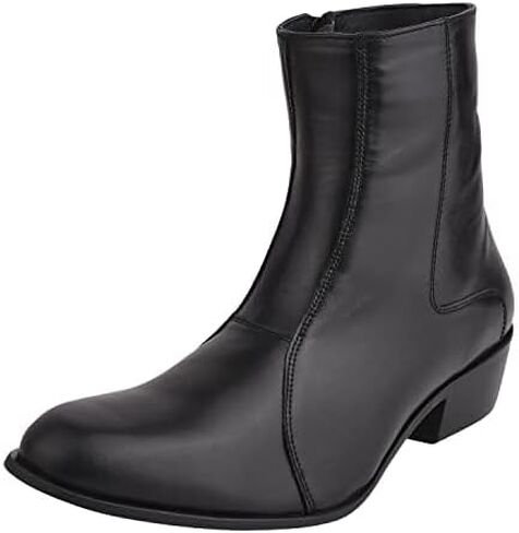 LIBERTYZENO Mens Animal Print & Plain Leather Adults High Ankle Retro Dress Boots for Easter Gift in Kuwait