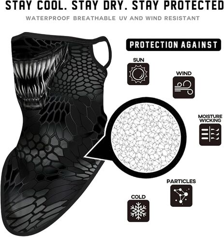 M-YOUNG Ear Loops Neck Gaiter Face Mask Covering Bandanas for Men Women Summer UV Face Scarf Mask Cover Facemask Balaclava in Kuwait