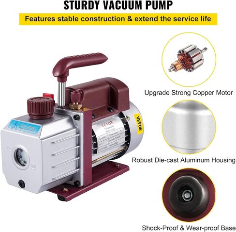 Bestauto Vacuum Pump 4.5CFM Vacuum Pump HVAC Single-Stage Rotary Vane Vacuum Pump 1/3HP 5PA Ultimate Air Conditioning Refrigerant Vacuum Pump in Kuwait