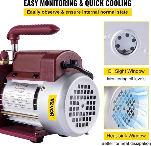 Bestauto Vacuum Pump 4.5CFM Vacuum Pump HVAC Single-Stage Rotary Vane Vacuum Pump 1/3HP 5PA Ultimate Air Conditioning Refrigerant Vacuum Pump in Kuwait