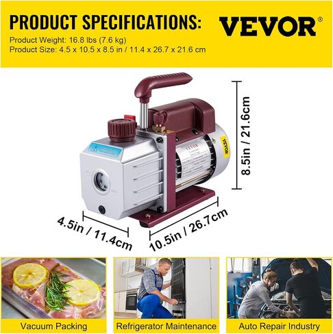 Bestauto Vacuum Pump 4.5CFM Vacuum Pump HVAC Single-Stage Rotary Vane Vacuum Pump 1/3HP 5PA Ultimate Air Conditioning Refrigerant Vacuum Pump in Kuwait