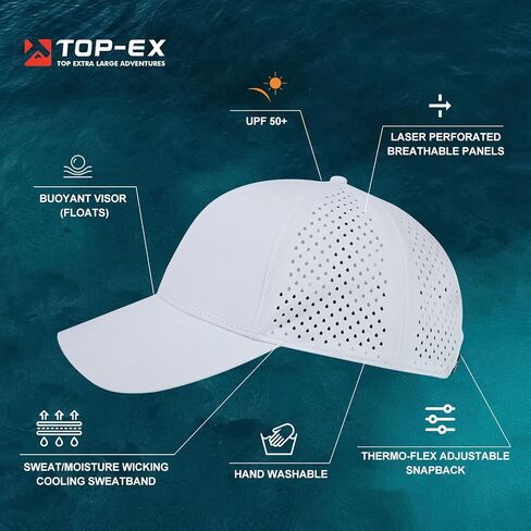كبيرة الحجم XL/XXL Snapback البيسبول Cap Hydro Performance Cool Water Water طارد الجولف قارب شاطئ التمرين in Kuwait