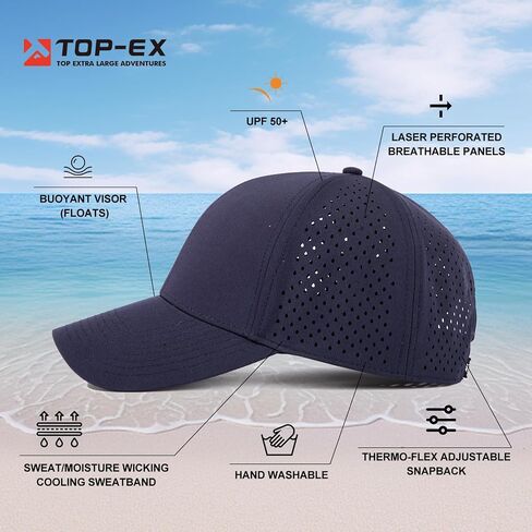 كبيرة الحجم XL/XXL Snapback البيسبول Cap Hydro Performance Cool Water Water طارد الجولف قارب شاطئ التمرين in Saudi Arabia